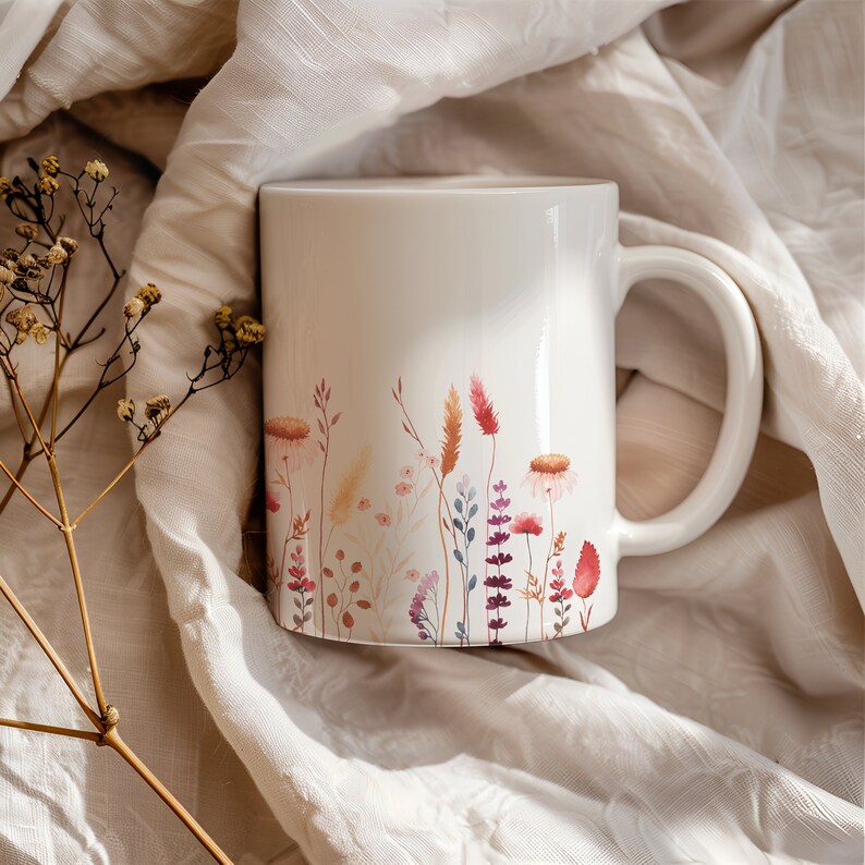 Personalisierte Tasse mit Name und Spruch Boho Wildblumen, Individuelle Tasse als Geschenk für Beste Freundin Kollegin Mama Tochter Geschenk