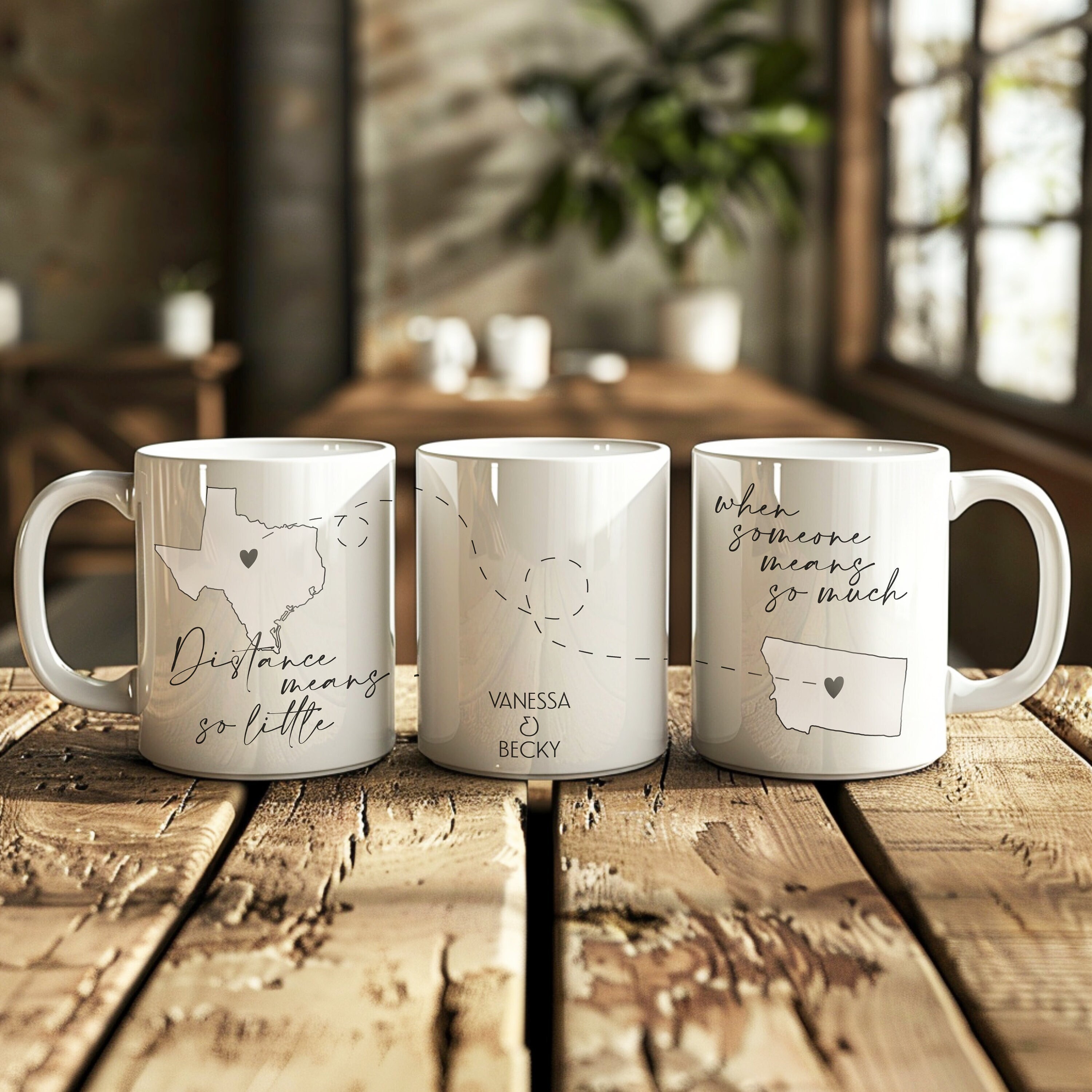 State Mugs Personalized Long Distance State to State Mug With Names, Custom Gift ...