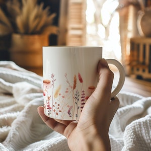 Personalisierte Tasse mit Name und Spruch Boho Wildblumen, Individuelle Tasse als Geschenk für Beste Freundin Kollegin Mama Tochter Geschenk