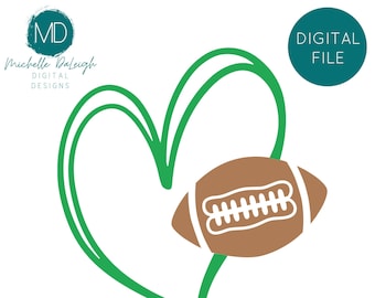 Heart Football Digital File SVG, Football SVG, Cricut, Silhouette Digital File, Cricut Digital File, Football Svg, Decal Svg Football Heart