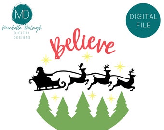 Christmas SVG Cut File, Believe SVG PNG Digital Download, Christmas Believe Cut file, Christmas Design, Christmas svg Round Svg Lazy susan