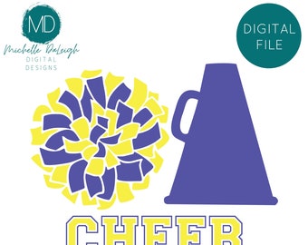 Cheer Svg Football Mom Shirt Svg Football Megaphone Svg Pom Pom Svg File for Silhoutte File for Cricut Cheer Mom Png Cheer Decal Svg Sports