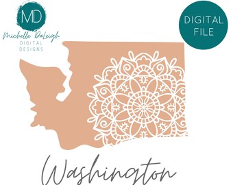 Washington Mandala SVG State of Washington Cut File Washington PNG Washington State Vinyl File State of Washington Mandala Washington SVG