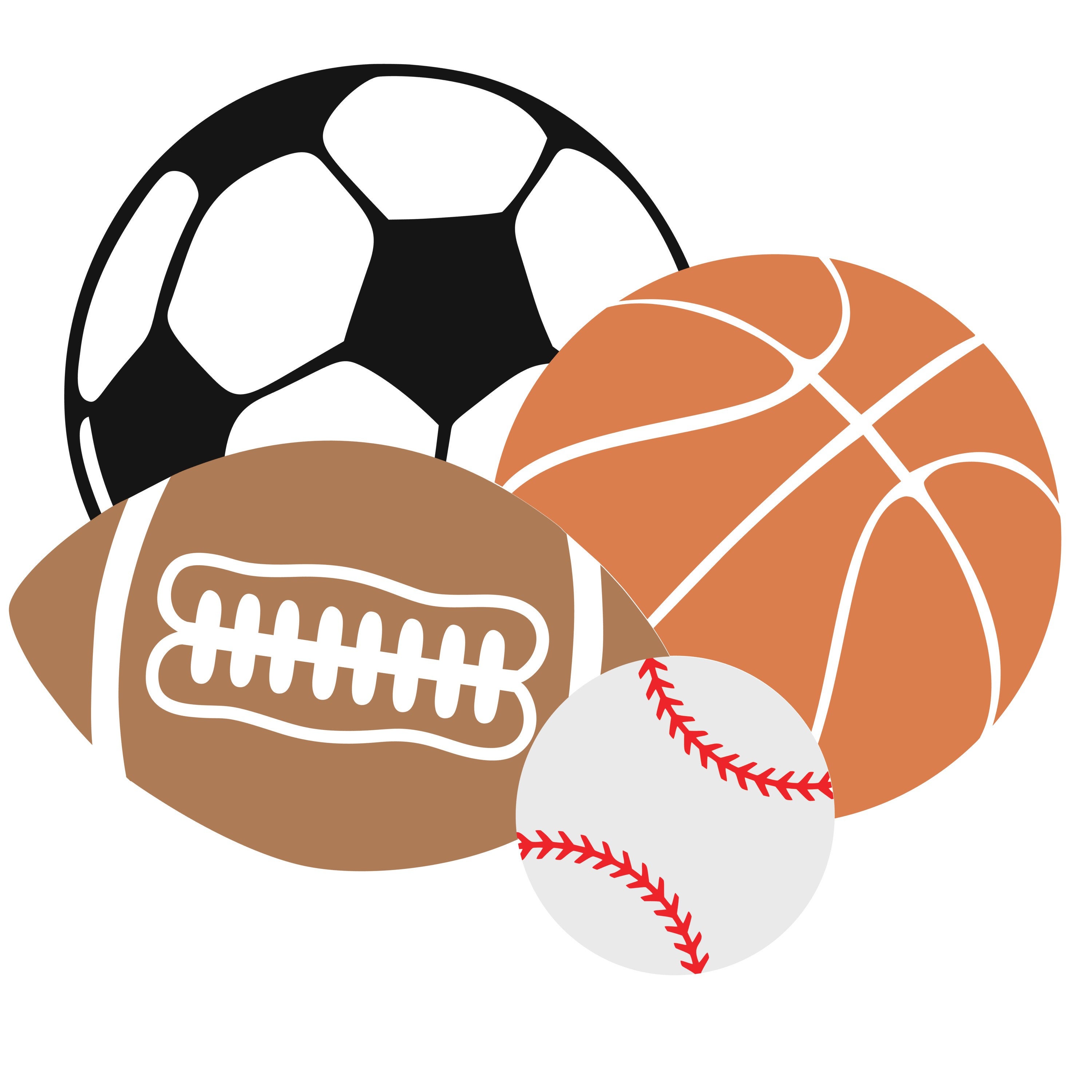Baseball, Football Soccer Ball & Baseball Grouped and Seperate Files Cut Cutting File SVG PNG