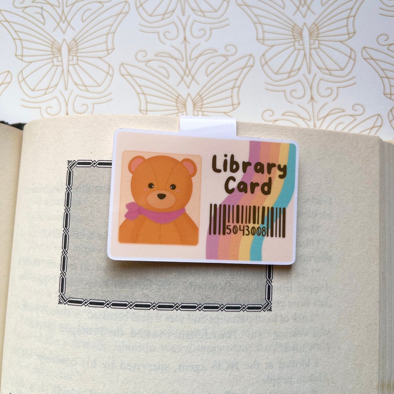 Bear Library Card Magnetic Bookmark | Cute Bookmark, Teddy Bear ...