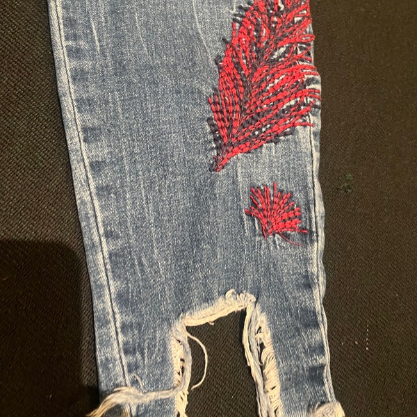 Reworked Upcycled Jeans— Embroidery