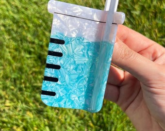 Beaker Hair Claw: Blue Marbled Acetate Science Clip