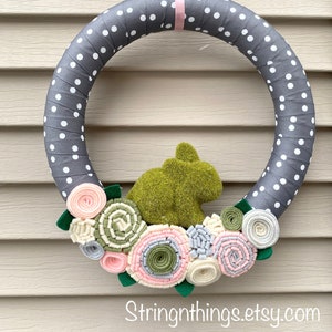 Bunny Wreath - Bunny Decoration - Bunny Decor - Easter Decor - Egg Wreath - Felt Flower Wreath - Spring Wreath - Easter Decoration - Bunny