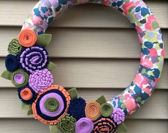 Mother's Day Wreath - Spring Wreath - Felt Flower Wreath - Flower Wreath - Mother's Day Flower Wreath -