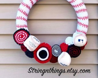 baseball wreath - felt flower wreath