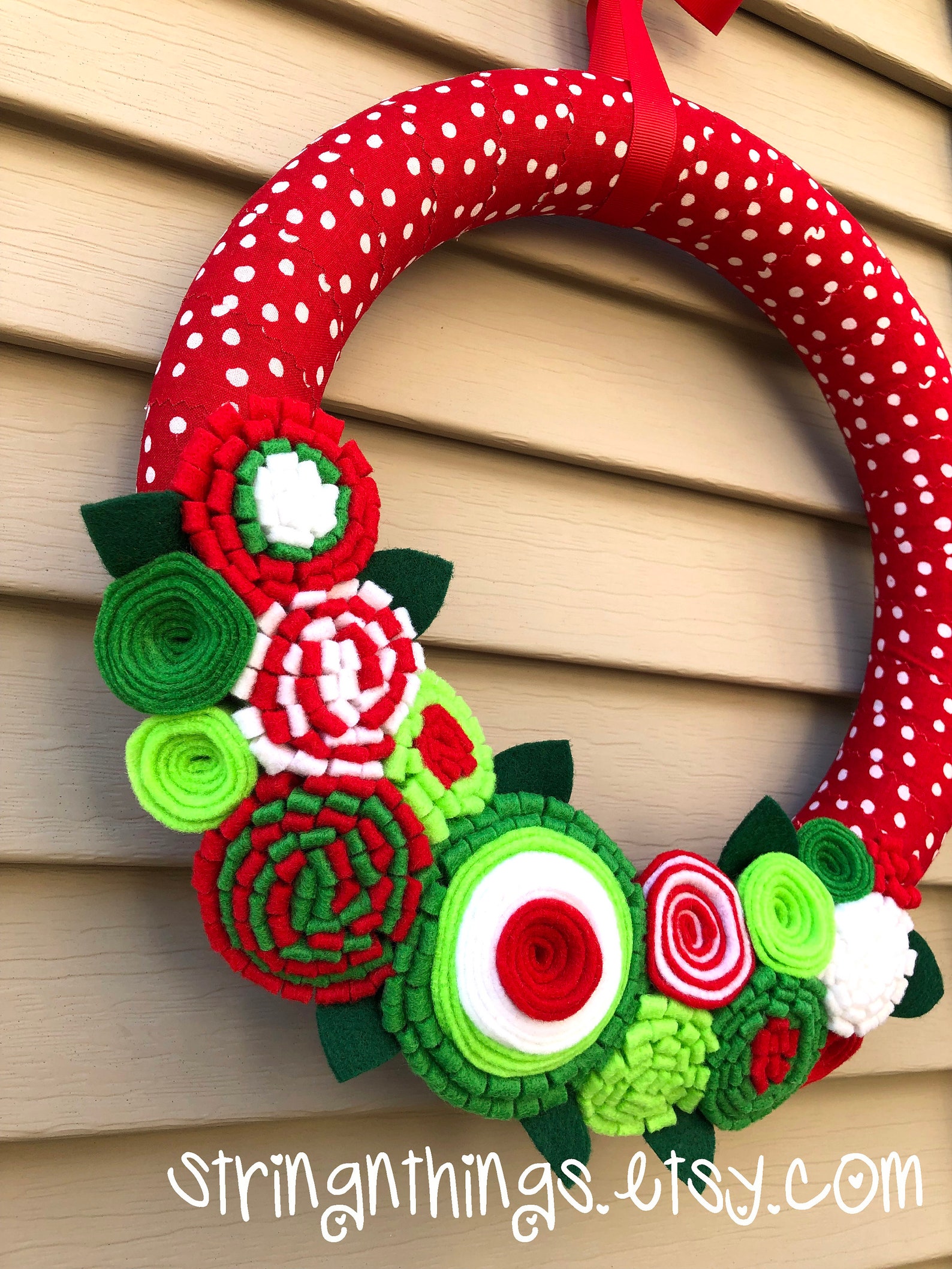 Christmas Wreath Felt Flower Wreath Holiday Wreath Etsy