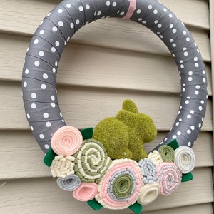 Bunny Wreath Bunny Decoration Bunny Decor Easter Decor Egg Wreath Felt Flower Wreath Spring Wreath Easter Decoration Bunny image 4