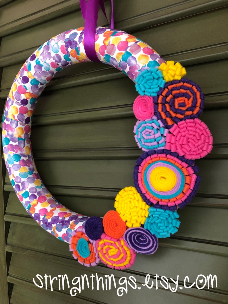 Spring Decoration Felt Flowers Felt Flower Wreath Easter Gift Easter Decor Easter Wreath Easter Wall Hanging Spring Wreath