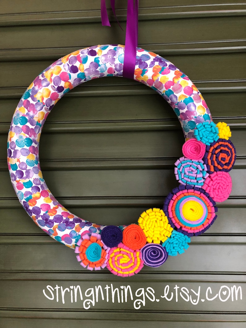 Spring Decoration Felt Flowers Felt Flower Wreath Easter Gift Easter Decor Easter Wreath Easter Wall Hanging Spring Wreath