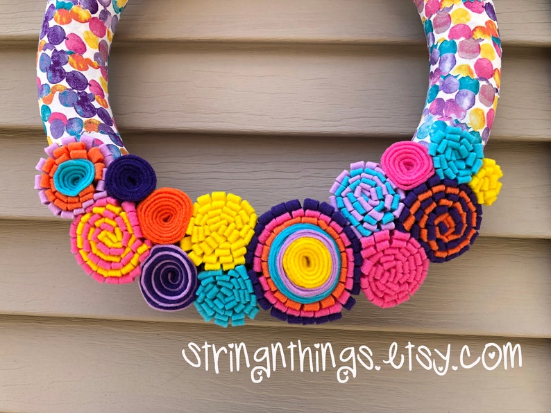 Spring Decoration Felt Flowers Felt Flower Wreath Easter Gift Easter Decor Easter Wreath Easter Wall Hanging Spring Wreath