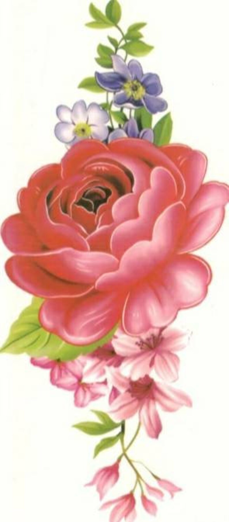 PINK FLOWERS Temporary Tattoo Etsy