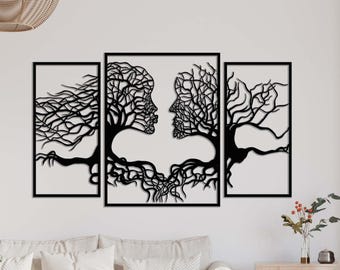 Lebensbaum-Wandbild-Set für Paare (3-teilig) – Romantische Wanddekoration aus Holz