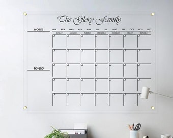 Family Planner Acrylic Calendar - Personalized 3D Monthly Dry Erase Board - Wall Calendar With Marker - Acrylic 2024 Calendar