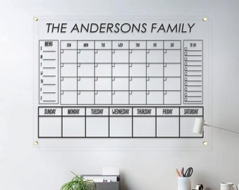 Family Planner Mounthly Dry Erase Board - 2024 Acrylic Calendar - Personalized Family Dry Erase Board - Monthly Planner