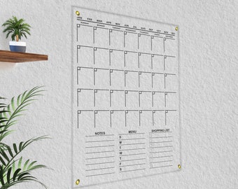 Family Planner Mounthly Dry Erase Board Vertical Design - 2024 Acrylic Calendar - Personalized Family Dry Erase Board - Monthly Planner