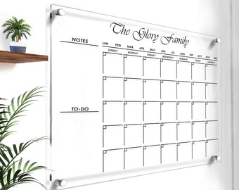 Personalized Planner Acrylic Wall Calendar - PlexiGlass Dry Erase Board - Acrylic 2024 Monthly and Weekly Calendar