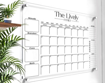 Mounthly Dry Erase Board Family Planner Acryl Kalender - Gepersonaliseerde Family Dry Erase Board - Acryl 2024 Kalender - Maandelijkse Planner