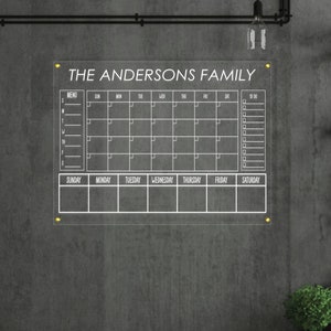 Family Planner Mounthly Dry Erase Board 2024 Acrylic Calendar Personalized Family Dry Erase Board Monthly Planner image 3