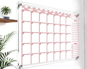 Custom 3D Planner Acrylic Calendar - Personalized Monthly Dry Erase Board - Acrylic 2024 Calendar - Wall Calendar