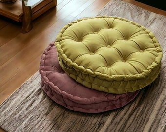 Large Round Floor Cushion, Meditating Cushion, Thick Tufted Sofa Cushion, Round Floor Pillow, Balcony Cushion, Bohemian Home Decor, Cushion