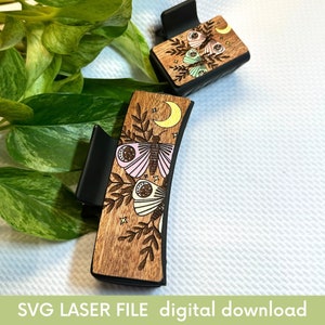 SVG | 2 Moths hair clip design | Laser Cut File | Wood Gift for her | Hair Accessory