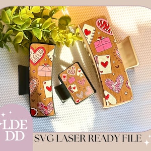 SVG Hair Clip File Valentine Party Design Laser Cut File Wood Design Gift For Her Hair Accessories Digital Download