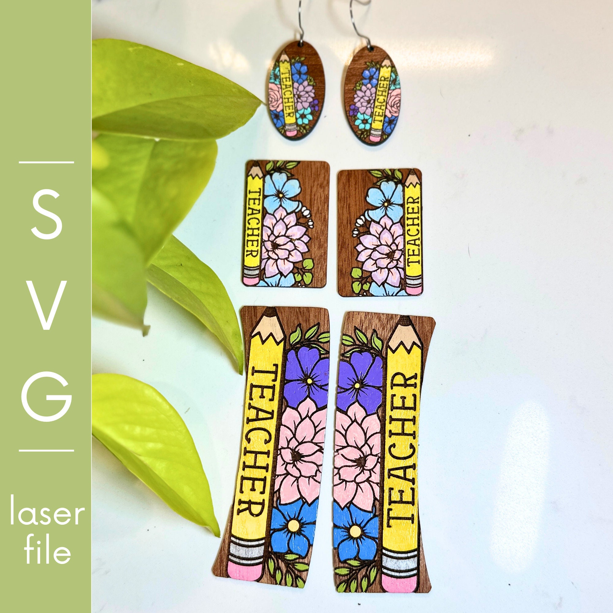 SVG | Teacher Pencil Bundle | Laser Cut File | Wood Gift for Her | Hair ...