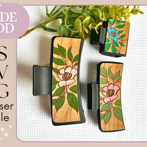 SVG Hair Clip File Magnolia Flower Design Laser Cut File Wood Gift For Her Hair Accessory