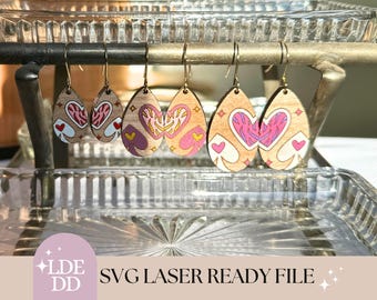 Valentine Party Earring SVG Laser Cut File (Digital Download)