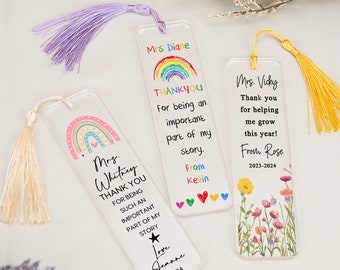 Custom Teachers Bookmark, Teacher Appreciation Gifts, Personalized Bookmark with Tassel, Thank You Gifts, Bookmark Gifts, Gifts for Teacher