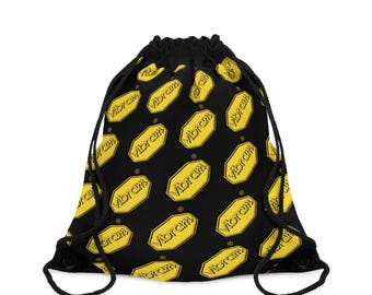Vibram Yellow Ketchup Bottle Pattern Drawstring Bag | Repeating Food Icon Print