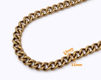 Metal fittings Brass chain for bag 11 mm per meter accessories for bags High Quality А505