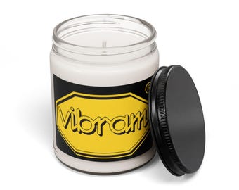 Vibram Logo Candle | Scented Soy Candle 9oz, Yellow Black Label