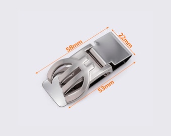 Clip para billetes de 53 mm / Clip para billetes de acero inoxidable / Acabado en níquel