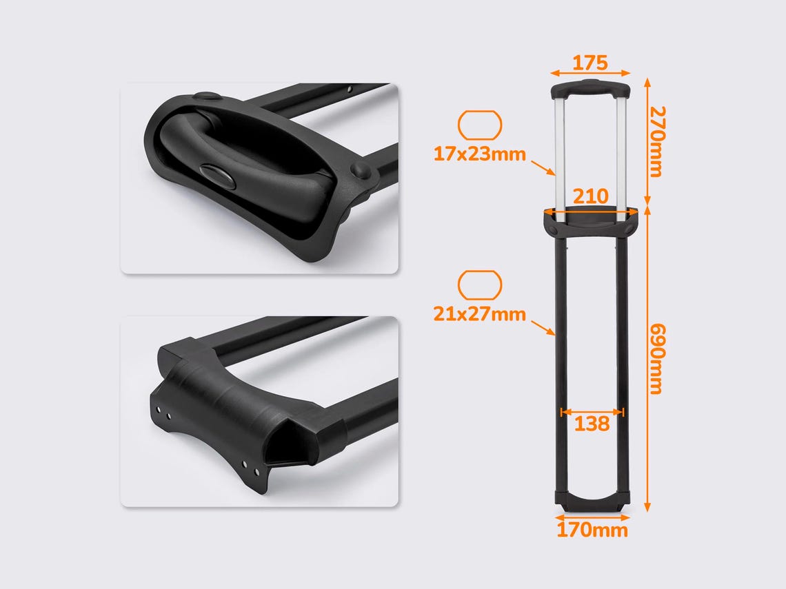 Telescopic Retractable Luggage Handle With Button – 2-position ...