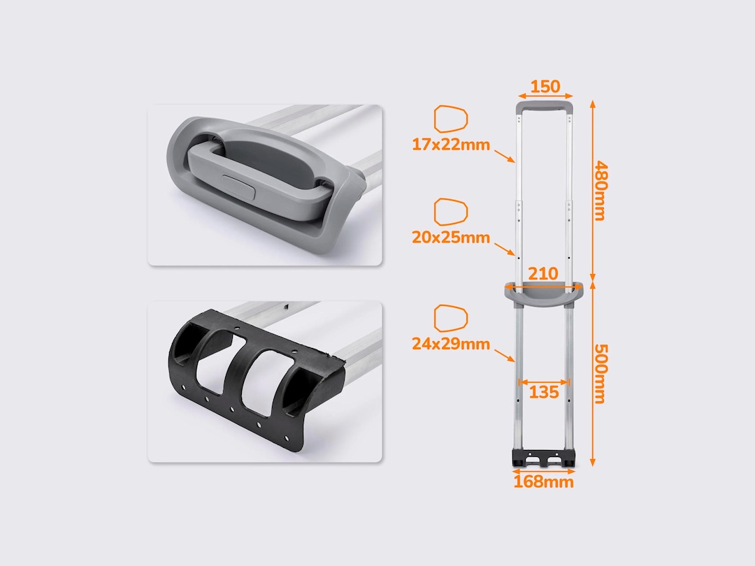 Telescopic Retractable Luggage Handle With Button – 3-position ...