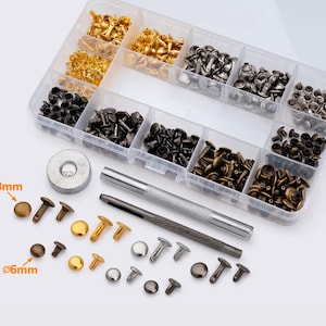 Set for installing rivets Holniten Installation Tool / 4 colors / 180 pcs / 6-8 mm / Leathercraft Handmade