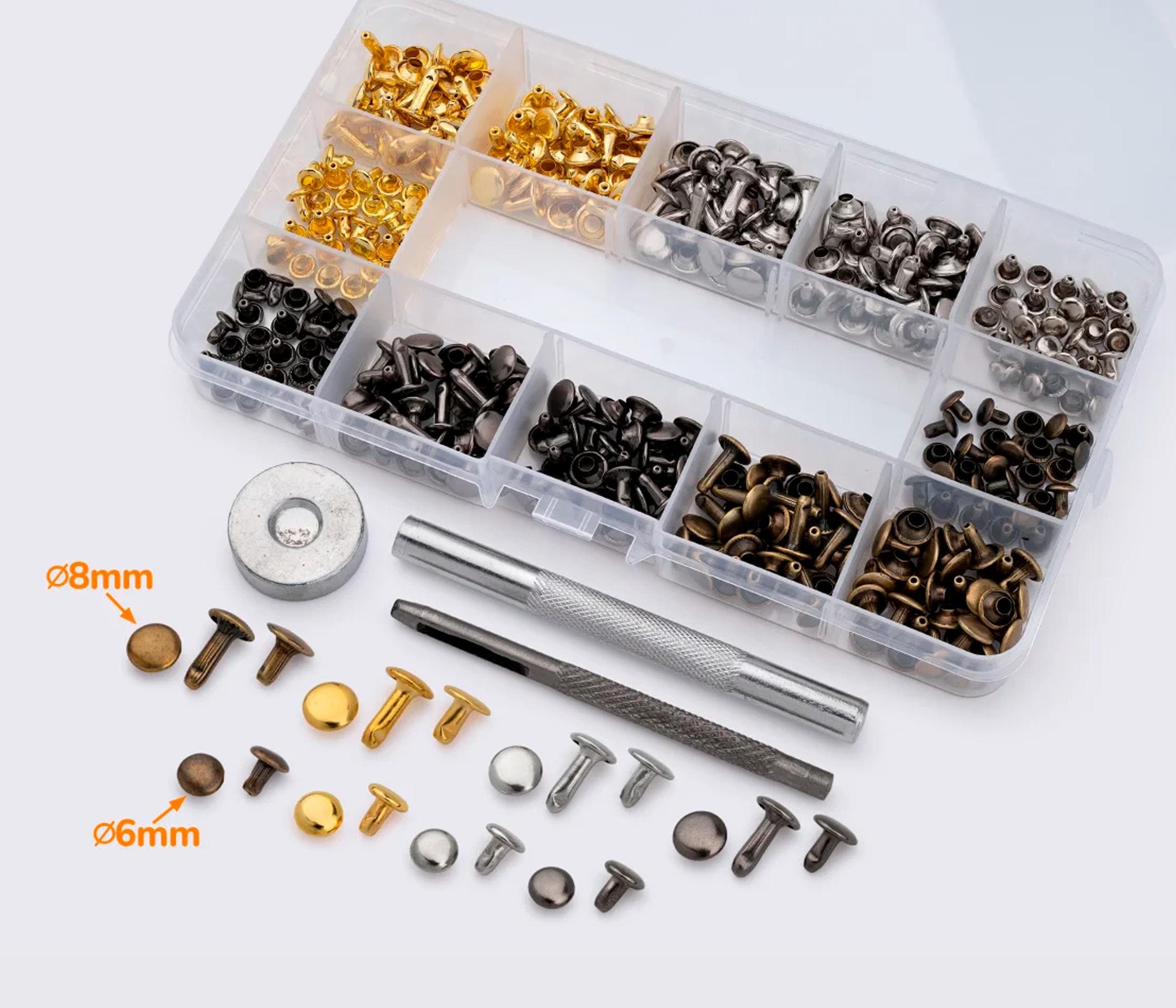 Set for installing rivets Holniten Installation Tool / 4 colors / 180 pcs / 6-8 mm / Leathercraft Handmade