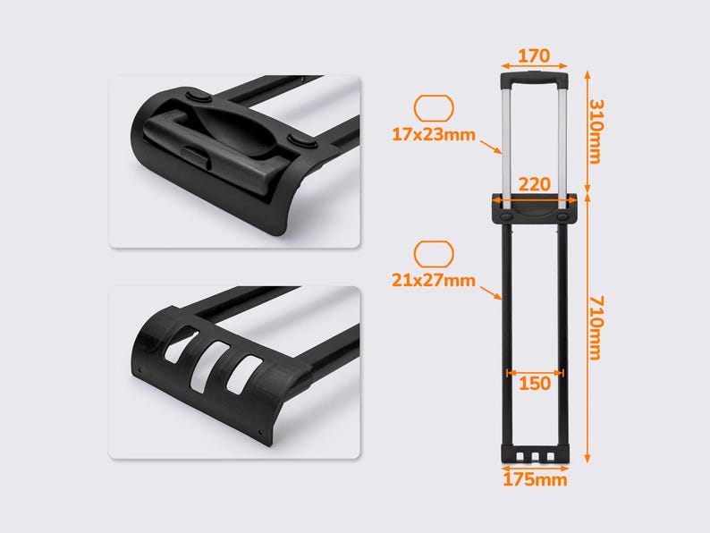 Telescopic Retractable Luggage Handle With Button – 2-position ...