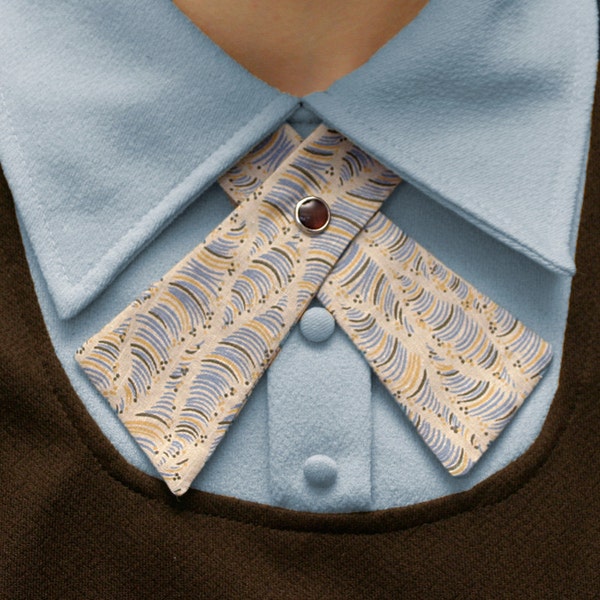 Womens Neck Tie - Mustard, Blue and Brown