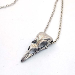 silver crow skull pendant