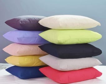40x50 cm - Taie d' oreiller 40x50 cm Housse de Coussin 50x40 cm Uni et Imprimé Coton ou 100 % Coton GRAND TEINT / 43 Coloris au choix