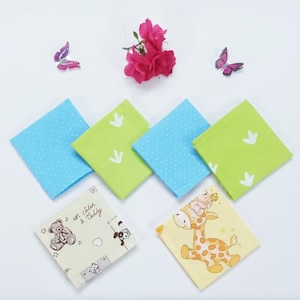 Set of 6 / Small handkerchiefs in 100% cotton fabric, washable and reusable - zero waste - French artisanal manufacture