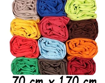 70x170 cm - Children&#39;s fitted sheet 70x170 cm Plain 170x70 cm Cotton, Polycotton or 100% Cotton GRAND TEINT made in FRANCE / 42 Colors to choose from
