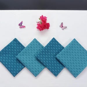 Set of 4 / Large handkerchief in 100% cotton fabric, washable and reusable - zero waste - French artisanal manufacture